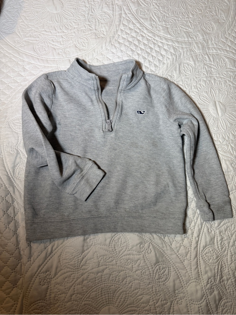 Vineyard Vines Gray Half-Zip Sweater with Whale Logo